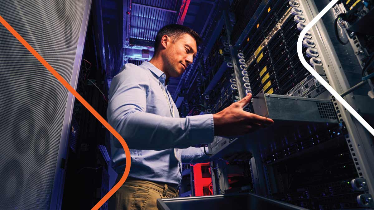 a person working in the server room