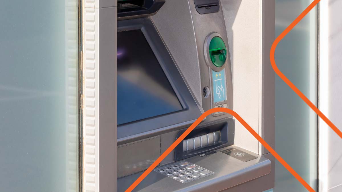 A single ATM waiting for use.