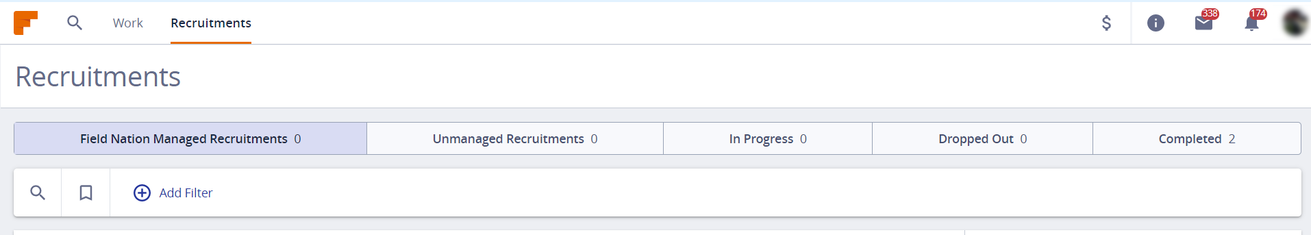 Managed Recruitment tab